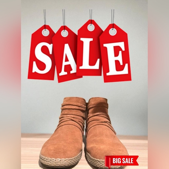 UGG Tan Suede Ankle Booties with Bohemian Flair - Picture 1 of 4